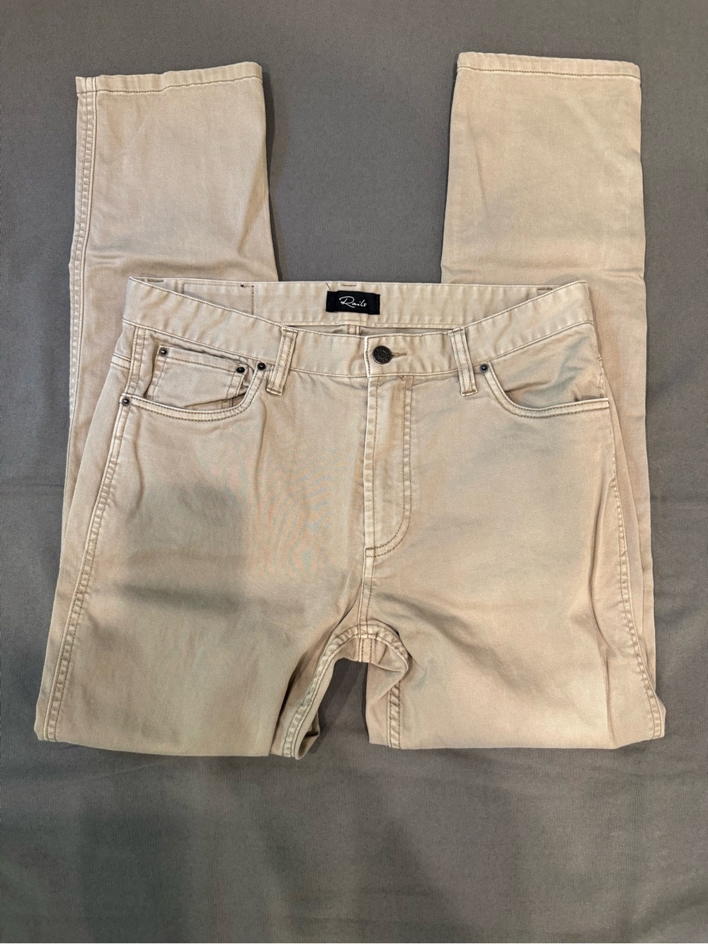 Rails Mens‎ Slim Fit 5-Pocket Pants Khaki  Cotton Stretch 32 Old Money Prep